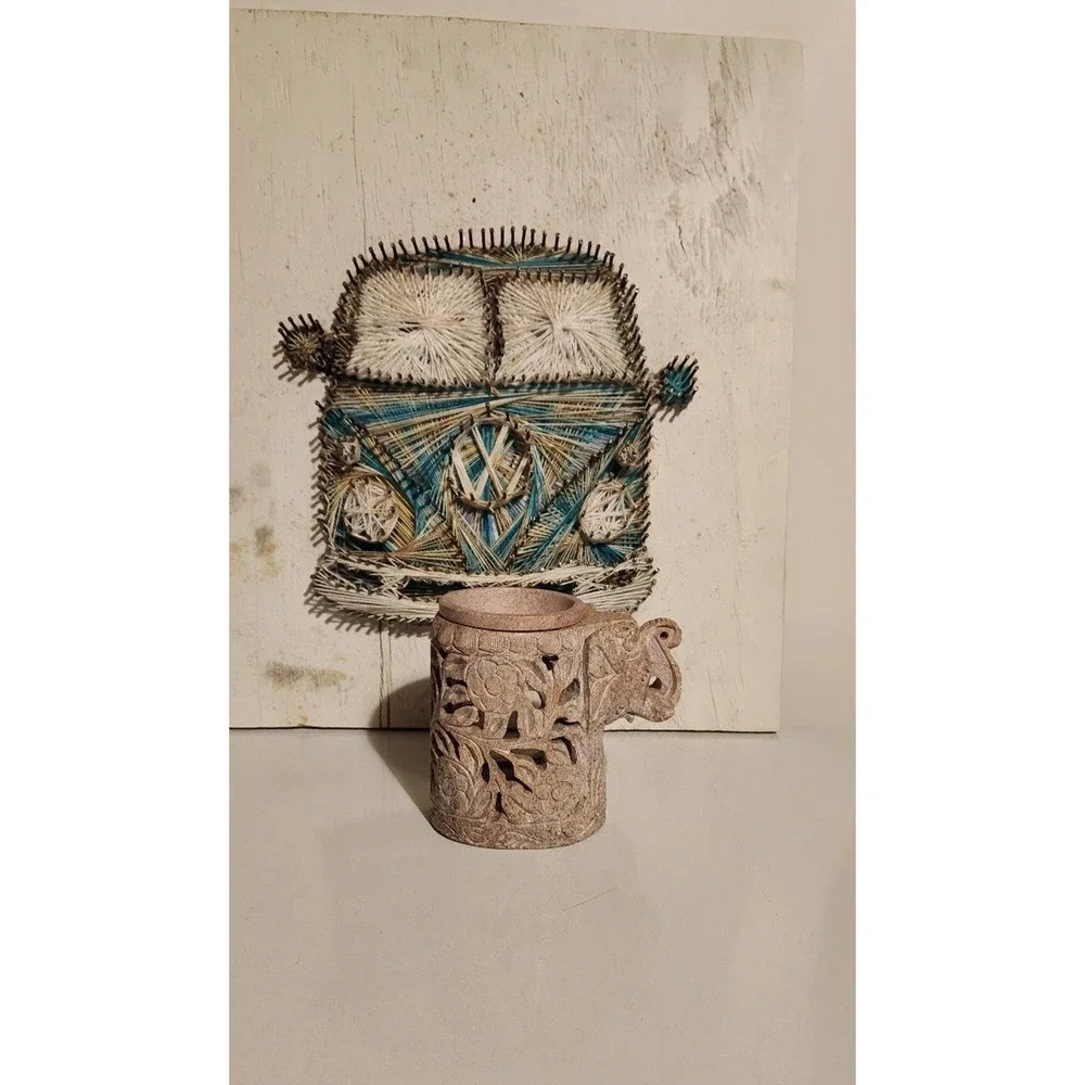 Elephant wax melt candle holder oil burner solid stone bohemian boho carved - Picture 1 of 12